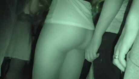 Jeny Smith goes in a club with simless transparent leggings. Teasing a stranger in public place