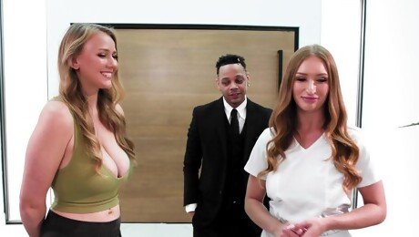 Erotic nude threesome with two busty broads in a stunning FFM