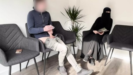 Public Dick Flash in a Hospital Waiting Room! Gorgeous muslim girl caught me jerking off and help me get a sperm sample.