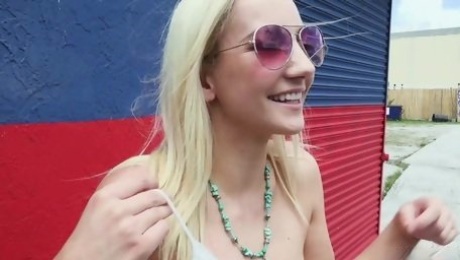 Yammy Blonde In Pink Glasses Agrees To Give Up Her Pussy For Cash