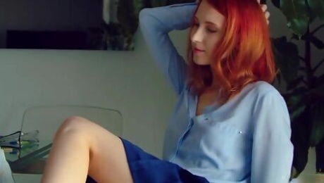 Redhead babe Elin Flame is showing off her sweet wet pussy